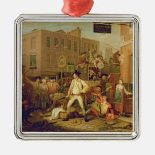 Scene in a London Street, 1770 (oil on canvas) Metal Tree Decoration