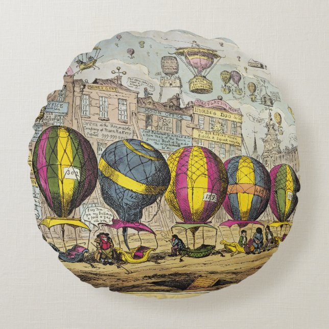 Scene in the Farce 'Lofty Prospects' Round Cushion (Front)
