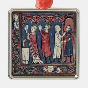 Scene of excommunication metal ornament