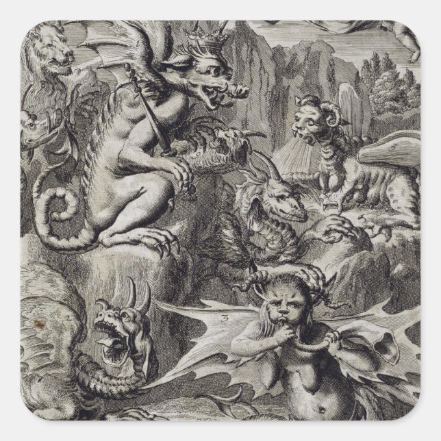 Scene of Hell, illustration from Book 1 Part 3 Cha Square Sticker (Front)