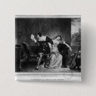 Scene of the cousin's letter 15 cm square badge