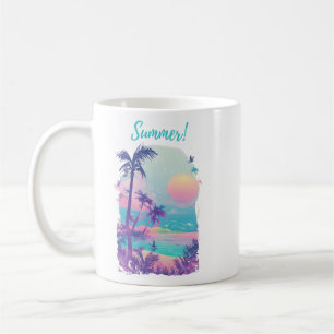 Scenery 1 summer, water, flowers, sand, waves coffee mug