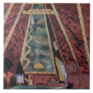 Scenery design for Thamar, 1912 (colour litho) Ceramic Tile