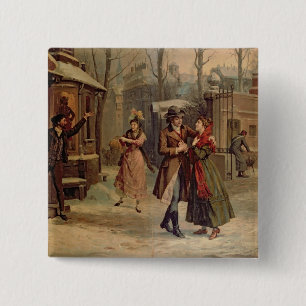Scenery for the scene with Mimi and Rodolfo 15 Cm Square Badge