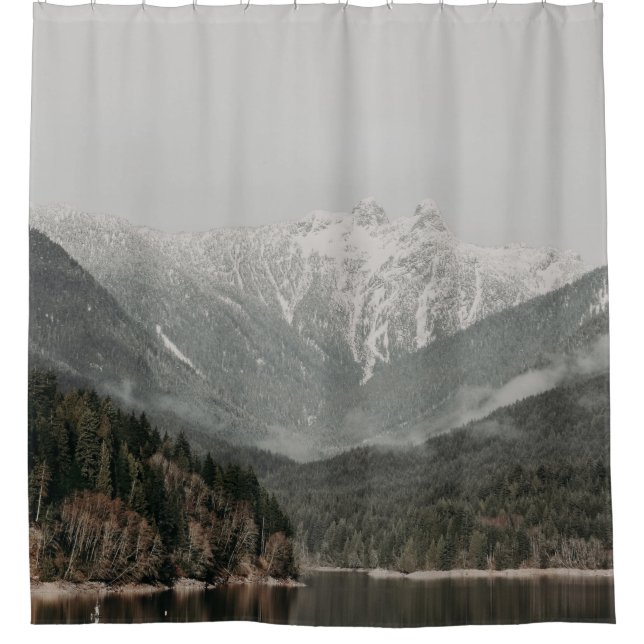 SCENERY OF TREES AND MOUNTAIN SHOWER CURTAIN (Front)
