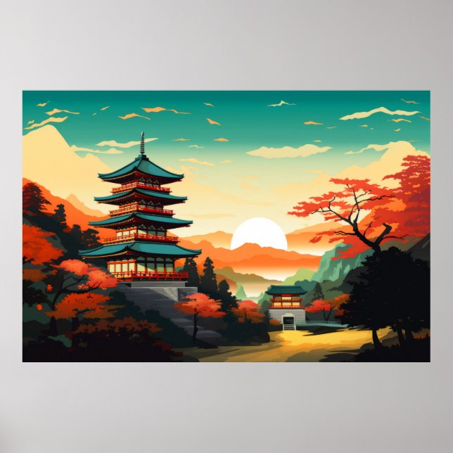Scenery Panoramic Oriental Landscape Nature Poster (Front)