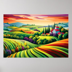 Scenery Panoramic Prairie Landscape Nature Poster