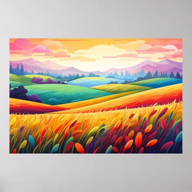 Scenery Panoramic Prairie Landscape Nature Poster (Front)