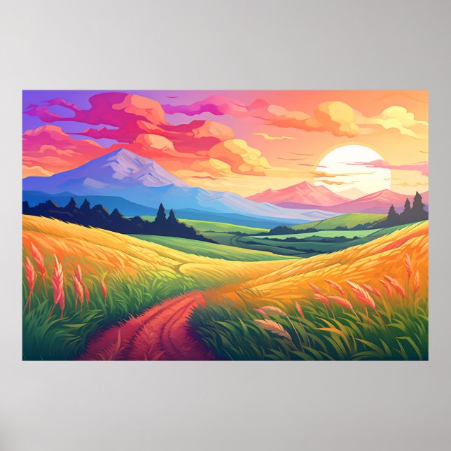 Scenery Panoramic Prairie Landscape Nature Poster (Front)