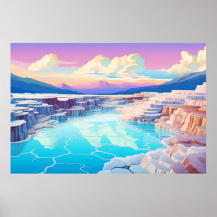 Scenery Winter Sunset Landscape Nature Poster