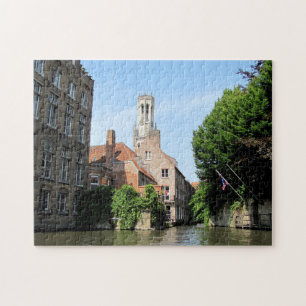 Scenery with water canal in Bruges, Belgium. Jigsaw Puzzle