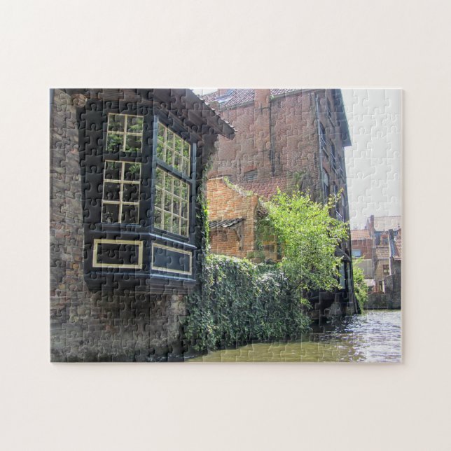 Scenery with water canal in Bruges, Belgium Jigsaw Puzzle (Horizontal)