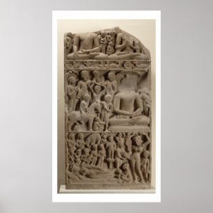 Scenes from Buddha's life, Sarnath, Uttar Pradesh Poster