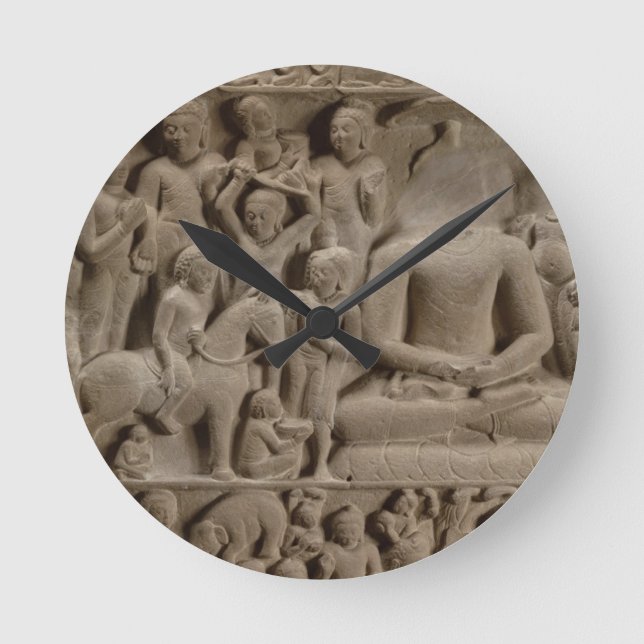 Scenes from Buddha's life, Sarnath, Uttar Pradesh Round Clock (Front)