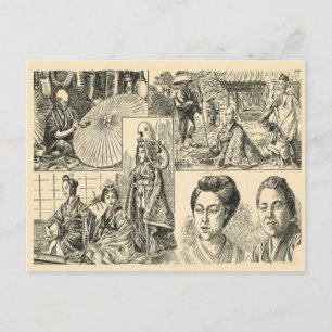 Scenes from Japanese life, French drawing Postcard