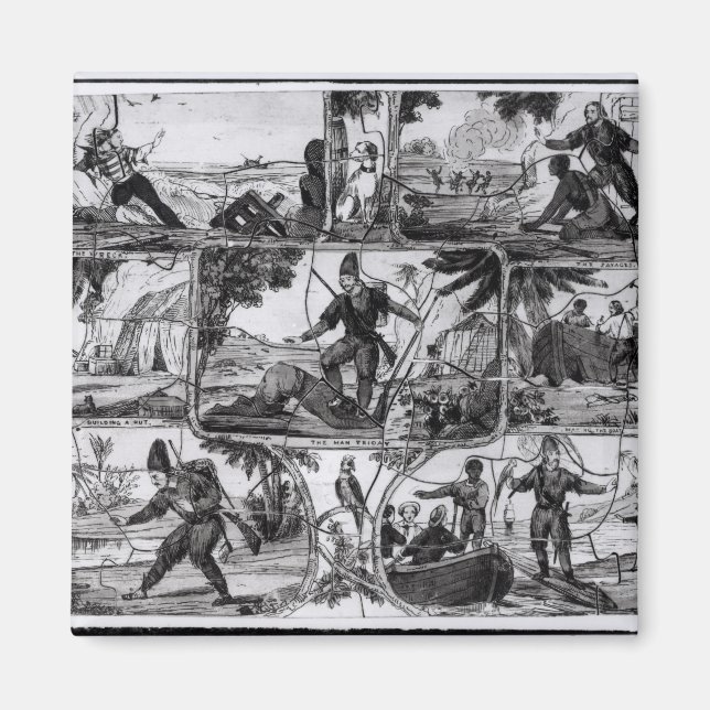 Scenes from 'Robinson Crusoe' by Daniel Defoe Magnet (Front)