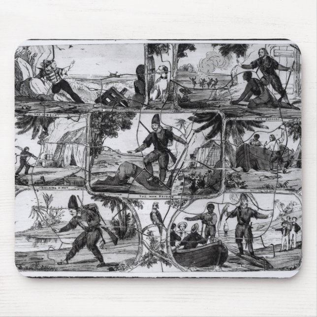 Scenes from 'Robinson Crusoe' by Daniel Defoe Mouse Pad (Front)