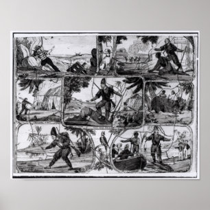 Scenes from 'Robinson Crusoe' by Daniel Defoe Poster