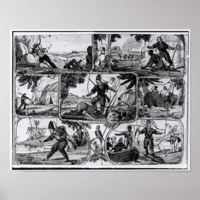 Scenes from 'Robinson Crusoe' by Daniel Defoe Poster (Front)