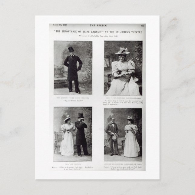 Scenes from The Importance of Being Earnest, by Os Postcard (Front)