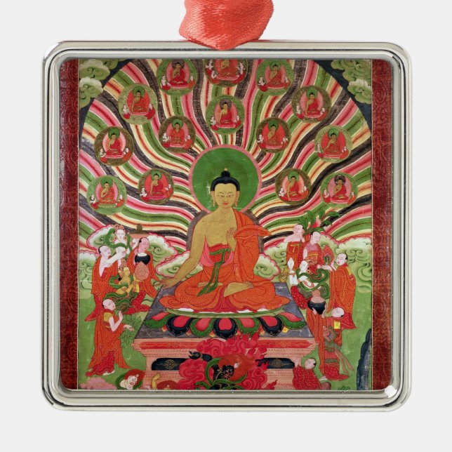 Scenes from the life of Buddha Metal Tree Decoration (Front)