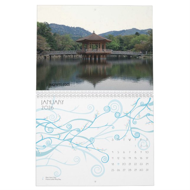 Scenes of Japan 12 month calendar (Jan 2026)