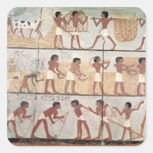 Scenes of sowing from the Tomb of Unsou Square Sticker