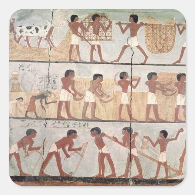 Scenes of sowing from the Tomb of Unsou Square Sticker (Front)