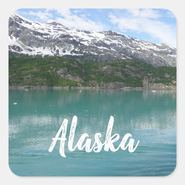 Scenic Alaska Glacier Fjord  Square Sticker (Front)