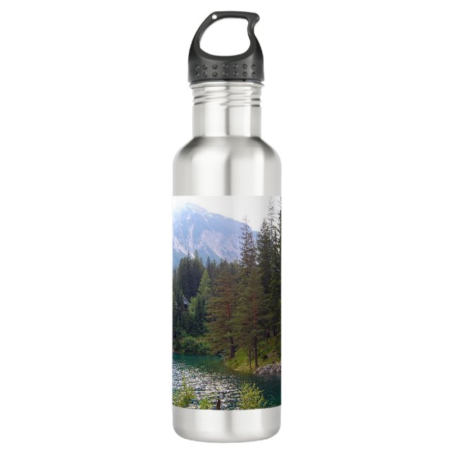 Scenic Alpine Forrest and Lake 710 Ml Water Bottle (Front)