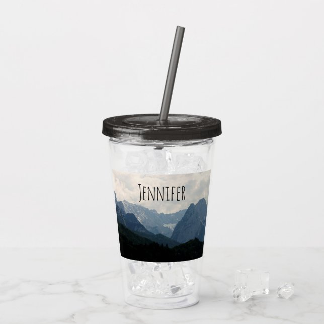 Scenic Alpine Mountains Nature Photo Acrylic Tumbler (Back Ice)
