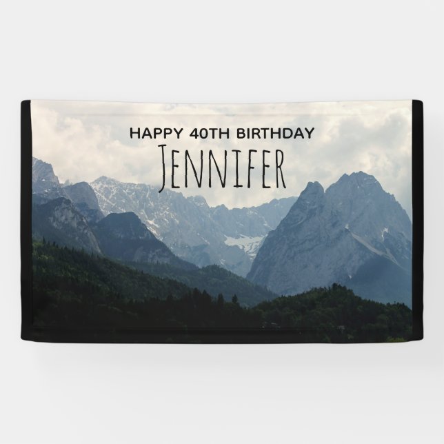Scenic Alpine Mountains Nature Photo Birthday Banner (Horizontal)