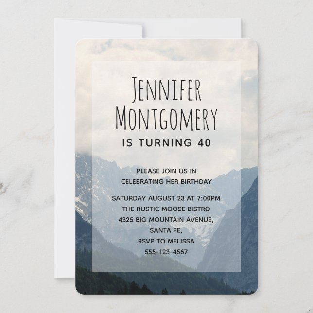 Scenic Alpine Mountains Nature Photo Birthday Invitation (Front)