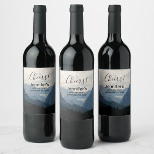 Scenic Alpine Mountains Nature Photo Birthday Wine Label