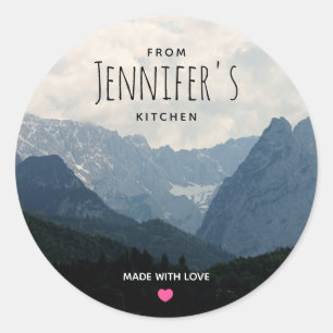 Scenic Alpine Mountains Nature Photo Kitchen Classic Round Sticker