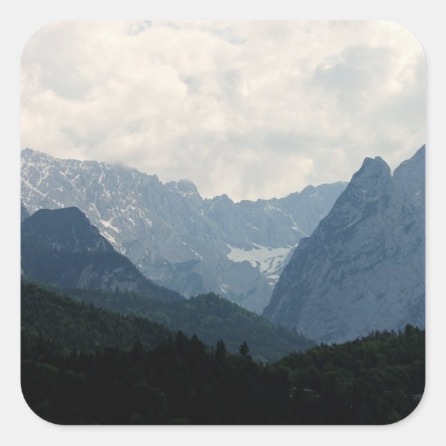  Scenic Alpine Mountains Nature Photo Square Sticker (Front)