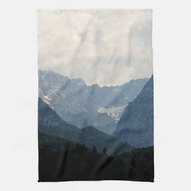Scenic Alpine Mountains Nature Photo Tea Towel (Vertical)