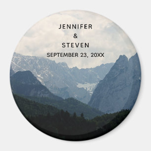 Scenic Alpine Mountains Nature Photo Wedding Magnet