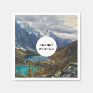 Scenic Alpine Mountains Photo Birthday Napkin