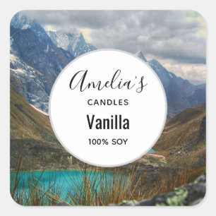Scenic Alpine Mountains Photo - Candle Business Square Sticker