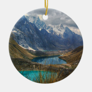 Scenic Alpine Mountains Photo Ceramic Ornament