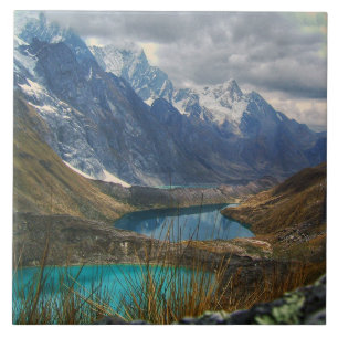 Scenic Alpine Mountains Photo Ceramic Tile