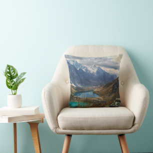 Scenic Alpine Mountains Photo Cushion