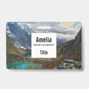 Scenic Alpine Mountains Photo ID Badge