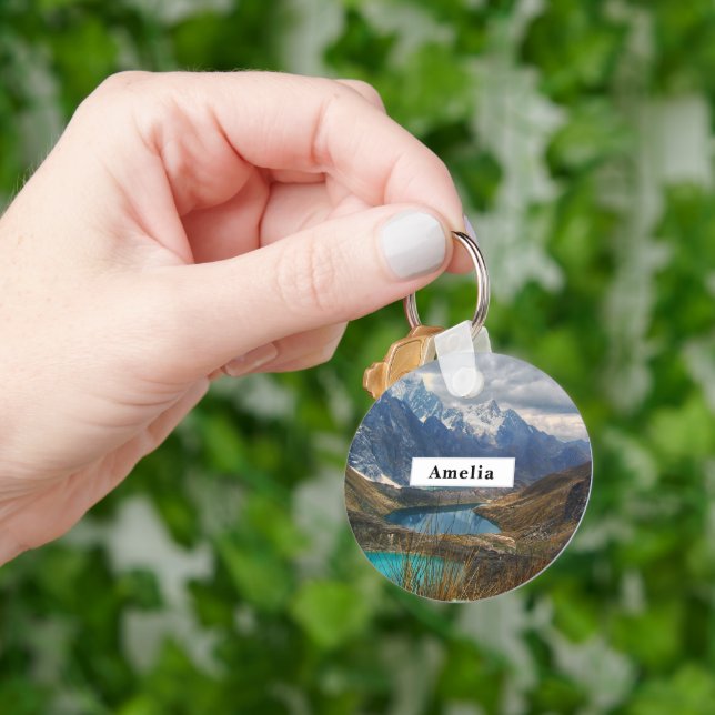 Scenic Alpine Mountains Photo Key Ring (Hand)
