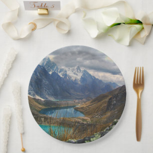 Scenic Alpine Mountains Photo Paper Plate