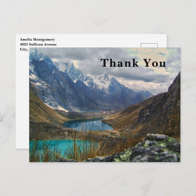 Scenic Alpine Mountains Photo Thank You Postcard (Front/Back)