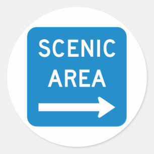 Scenic Area Highway Sign Classic Round Sticker