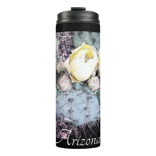Scenic Arizona Cactus Flower Digital Ink   Thermal Tumbler (Front)