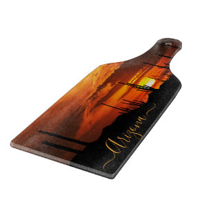 Scenic Arizona Saguaros at Sunset Cutting Board